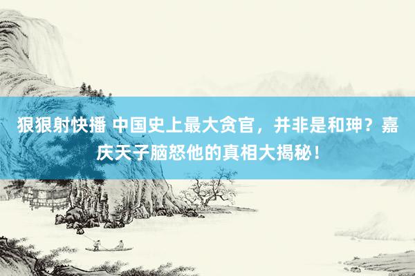 狠狠射快播 中国史上最大贪官，并非是和珅？嘉庆天子脑怒他的真相大揭秘！