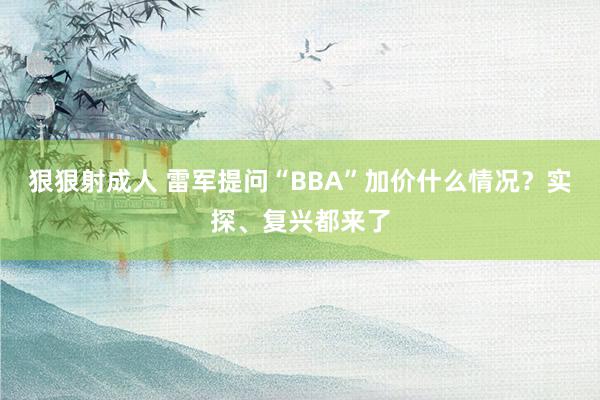 狠狠射成人 雷军提问“BBA”加价什么情况？实探、复兴都来了