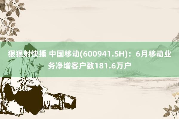 狠狠射快播 中国移动(600941.SH)：6月移动业务净增客户数181.6万户