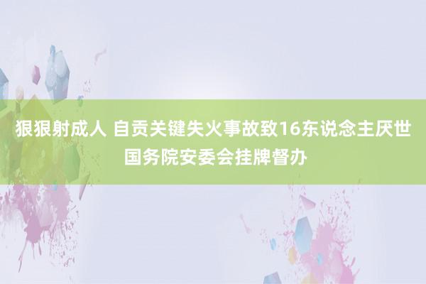 狠狠射成人 自贡关键失火事故致16东说念主厌世 国务院安委会挂牌督办