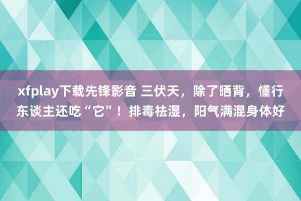 xfplay下载先锋影音 三伏天，除了晒背，懂行东谈主还吃“它”！排毒祛湿，阳气满混身体好