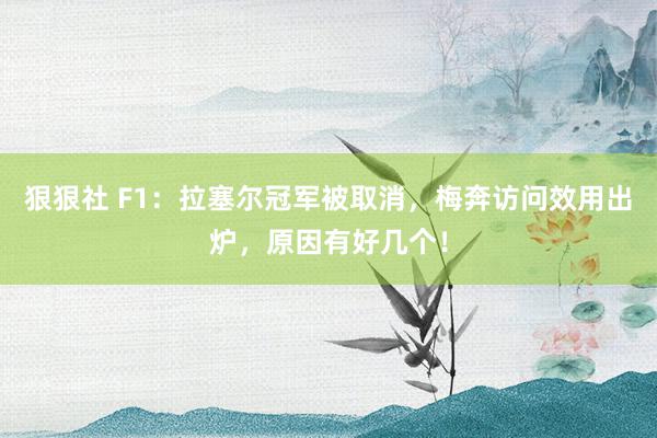 狠狠社 F1：拉塞尔冠军被取消，梅奔访问效用出炉，原因有好几个！