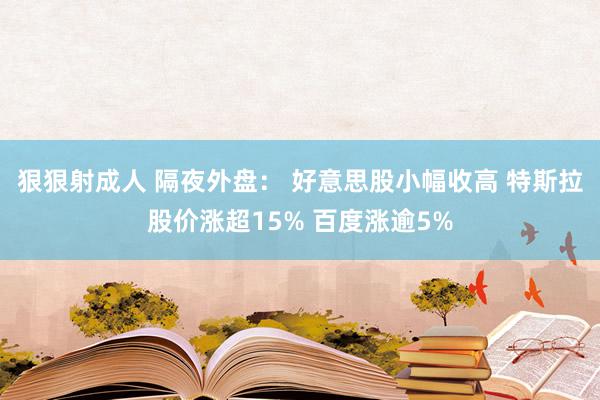 狠狠射成人 隔夜外盘： 好意思股小幅收高 特斯拉股价涨超15% 百度涨逾5%