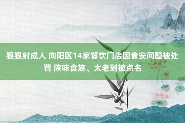 狠狠射成人 向阳区14家餐饮门店因食安问题被处罚 陕味食族、太老到被点名