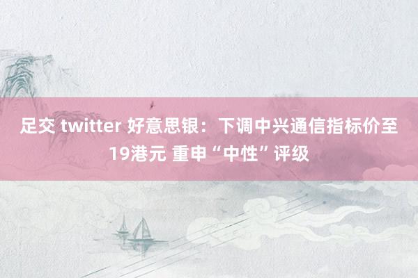 足交 twitter 好意思银：下调中兴通信指标价至19港元 重申“中性”评级