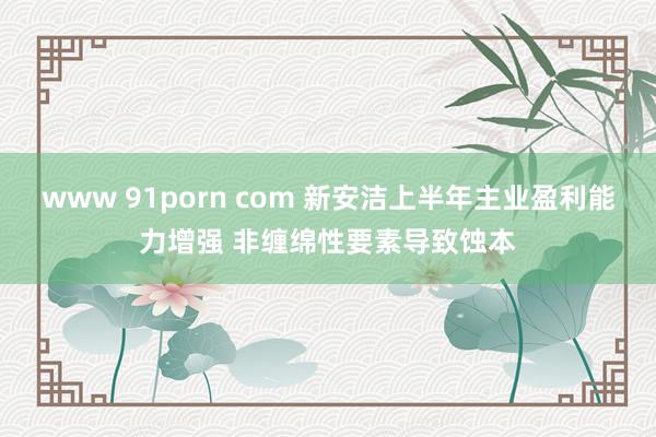 www 91porn com 新安洁上半年主业盈利能力增强 非缠绵性要素导致蚀本